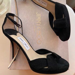 Jimmy Choo Marion Strappy Black Suede Heels